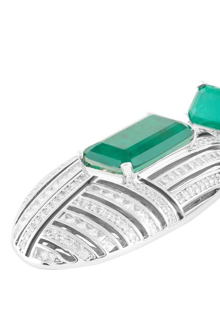 Buy_Isharya_Green Crystals, Stones Bijou Statement Danglers _Online_at_Aza_Fashions