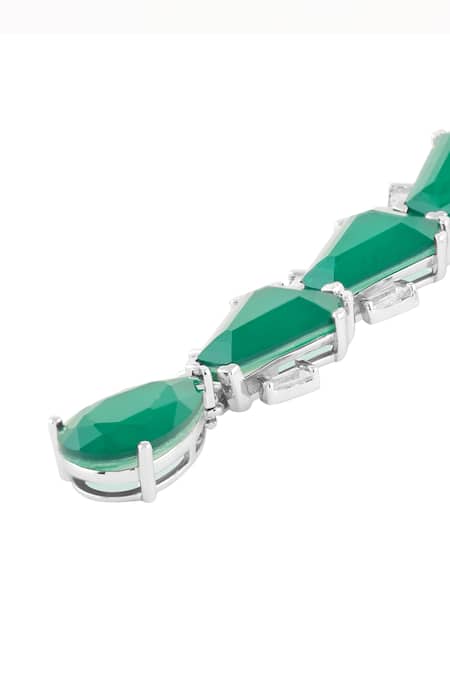 Buy_Isharya_Green Gemstones, Crystals Metropole Emerald Danglers _Online_at_Aza_Fashions