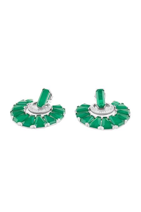 Isharya_Green Crystals, Gemstones Studio Emerald Danglers _Online_at_Aza_Fashions