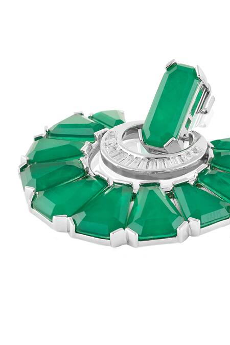 Buy_Isharya_Green Crystals, Gemstones Studio Emerald Danglers _Online_at_Aza_Fashions