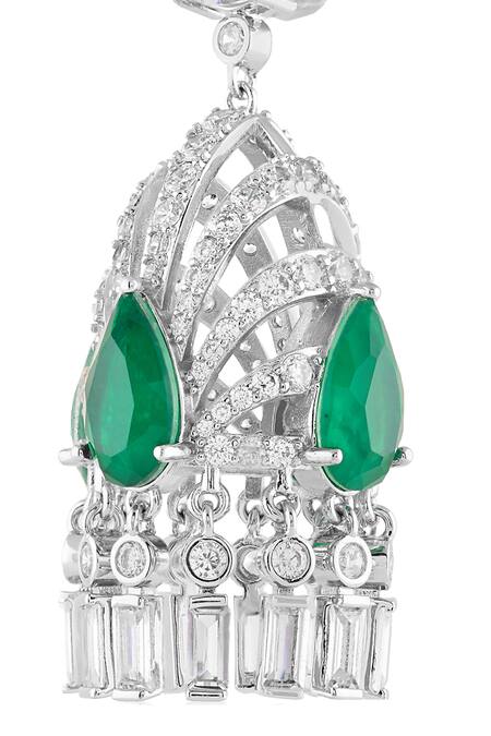 Buy_Isharya_White Crystals, Stones Atelier Studded Danglers _Online_at_Aza_Fashions