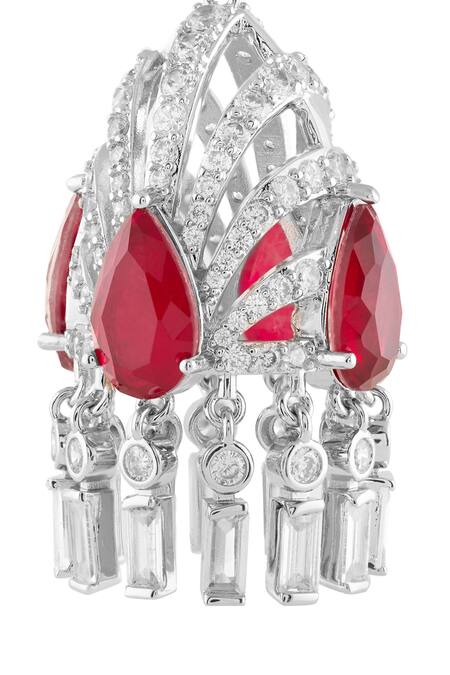 Buy_Isharya_Red Crystals, Stones Libre Statement Danglers _Online_at_Aza_Fashions
