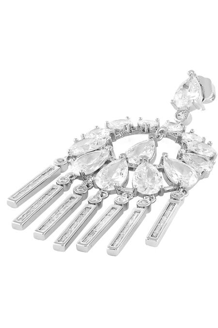 Buy_Isharya_Silver Plated Crystals, Stones Mirror Embellished Chandbalis _Online_at_Aza_Fashions