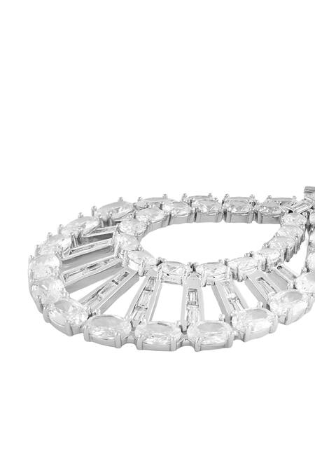 Buy_Isharya_Silver Plated Crystals, Stones Bau Laume Statement Danglers _Online_at_Aza_Fashions
