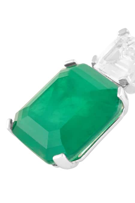 Buy_Isharya_Green Crystals, Stones Manhattan Emerald Studs _Online_at_Aza_Fashions