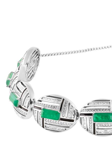 Buy_Isharya_Silver Plated Odette Embellished Choker _Online_at_Aza_Fashions