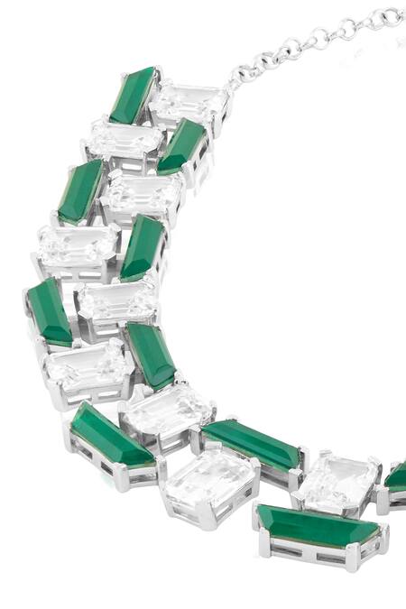 Buy_Isharya_Green Clara Collar Embellished Choker _Online_at_Aza_Fashions