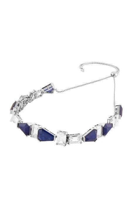 Isharya_Blue Beatrice Embellished Choker _Online_at_Aza_Fashions