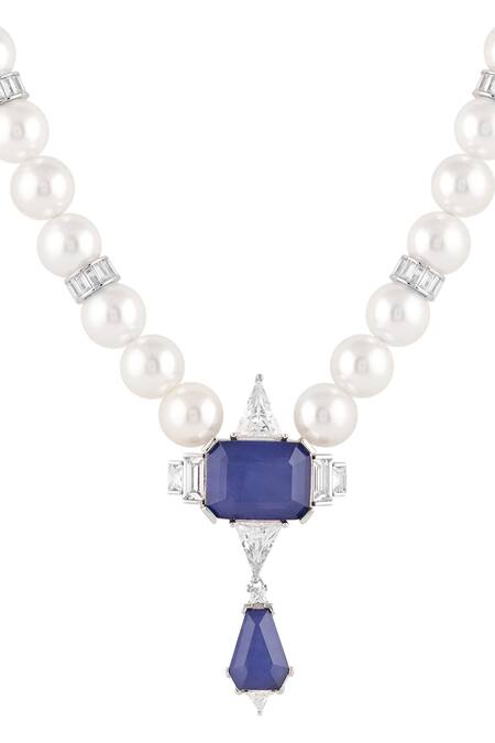 Isharya_White Lucille Statement Necklace _Online_at_Aza_Fashions