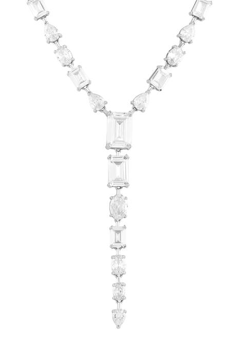 Buy_Isharya_Silver Plated Marlene Y Shaped Necklace _Online_at_Aza_Fashions