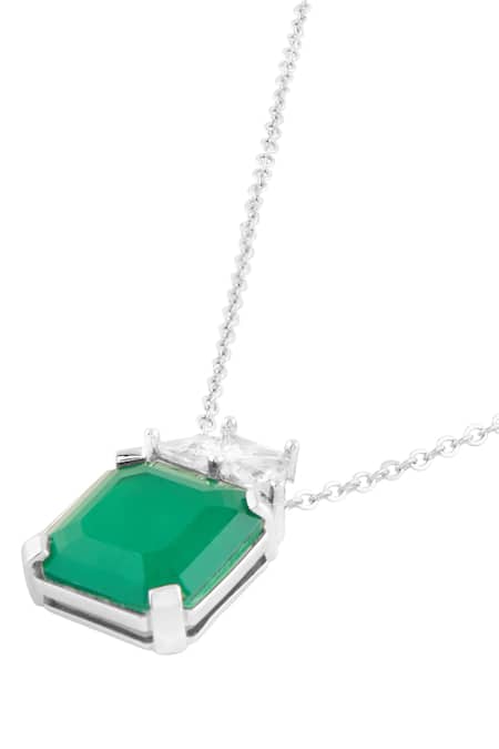 Buy_Isharya_Green Glamore Crystal Embellished Pendant Necklace _Online_at_Aza_Fashions