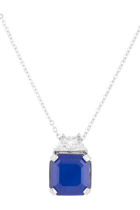 Isharya_Silver Plated Aristo Embellished Pendant Necklace _Online_at_Aza_Fashions