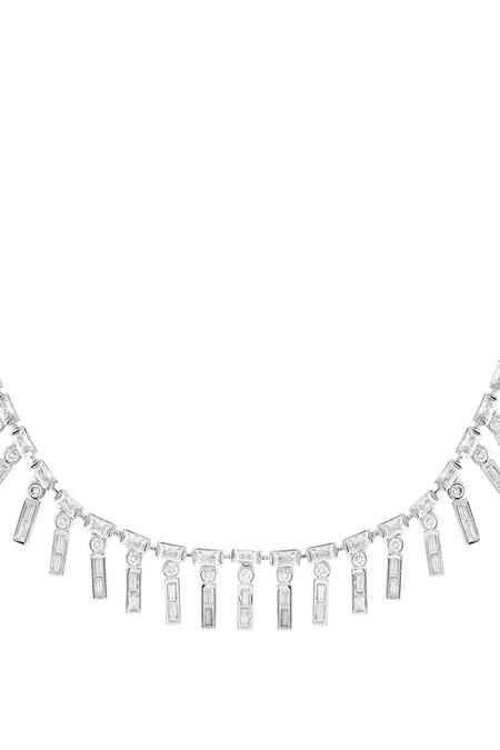Isharya_Silver Plated Margot Charm Embellished Choker _Online_at_Aza_Fashions