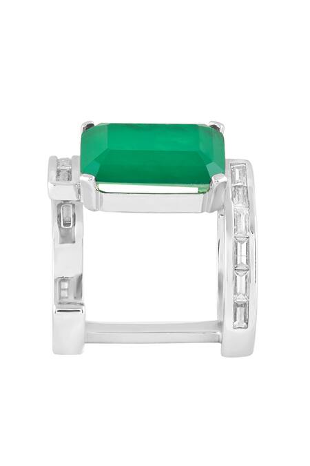 Buy_Isharya_Green Gemstones, Crystals Celine Embellished Ring _Online_at_Aza_Fashions