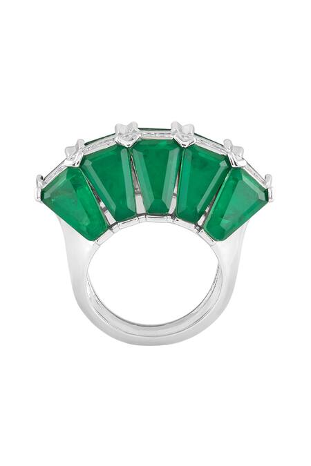 Buy_Isharya_Green Gemstones, Crystals Hedy Embellished Ring _Online_at_Aza_Fashions