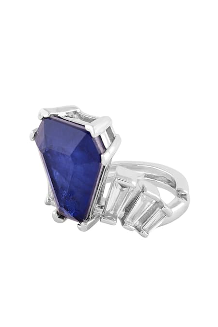 Buy_Isharya_Blue Gemstones, Crystals Roxanne Sapphire Ring _Online_at_Aza_Fashions