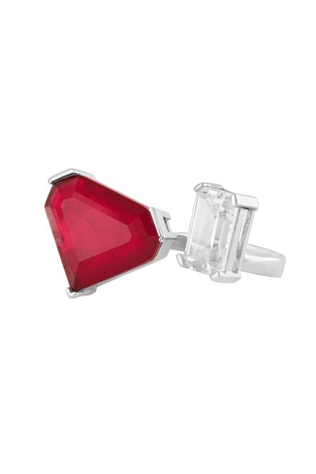 Isharya_Red Stones, Crystals Noelle Statement Ring _Online_at_Aza_Fashions