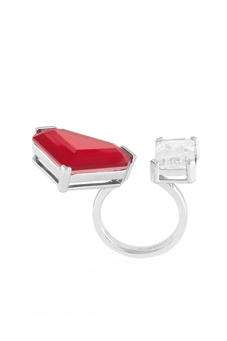 Buy_Isharya_Red Stones, Crystals Noelle Statement Ring _Online_at_Aza_Fashions