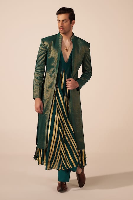 Jyoti Sachdev Iyer Striped Sherwani Trouser Set 