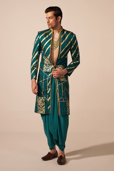 Jyoti Sachdev Iyer Metallic Print Sherwani Set 