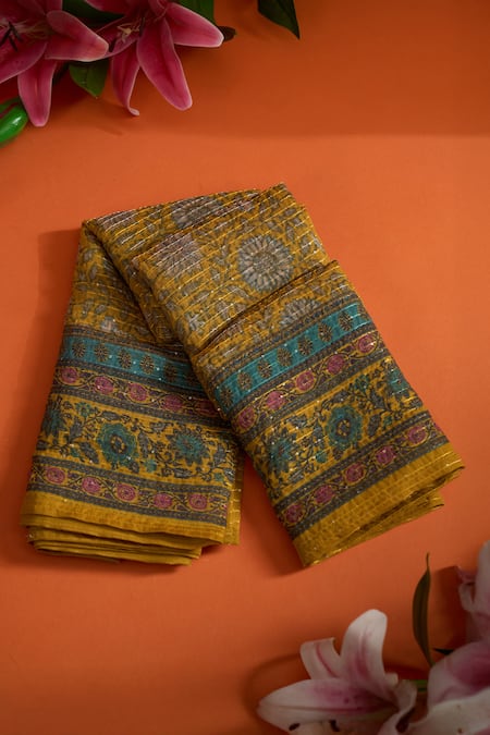 Karaj Jaipur Chanderi Printed & Embroidered Dupatta 