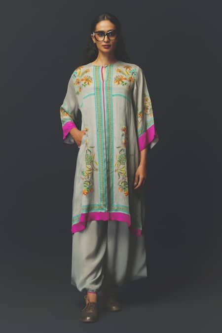 Basil Leaf Printed Kurta & Dhoti Pant Set 