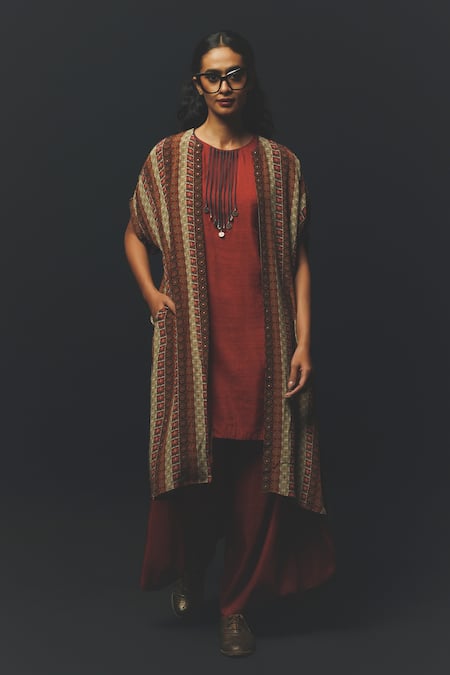 Basil Leaf Printed Cape Kurta Set 