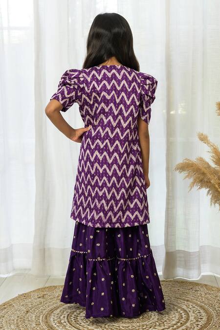 Fairies Forever Printed Jacket Sharara Set 