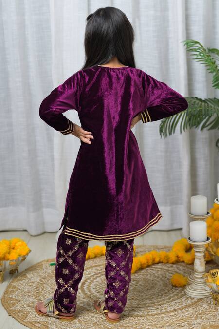 Fairies Forever Velvet Embroidered Kurta & Pant Set 