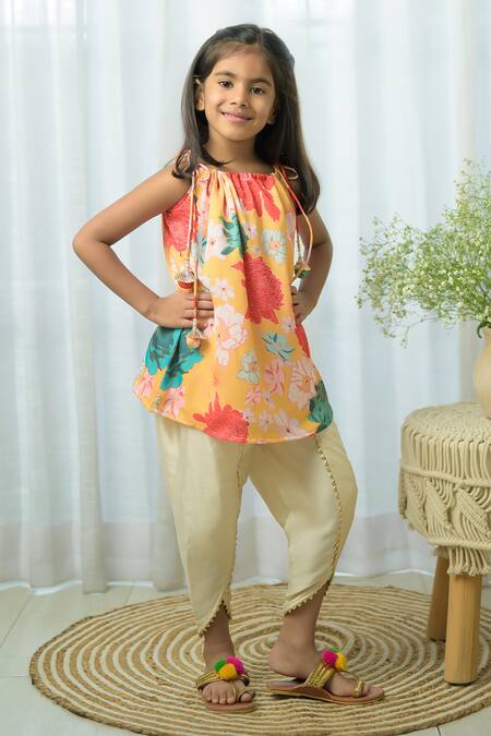Fairies Forever Floral Print Kurta With Dhoti Pant 