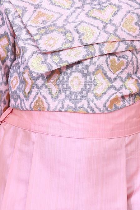 Buy_Fairies Forever_Pink Organza Geometric Pattern Top With Skirt _Online_at_Aza_Fashions