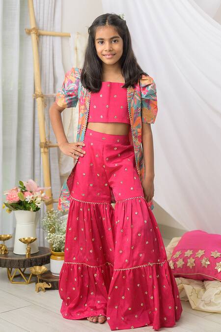 Fairies Forever Printed Jacket Sharara Set 