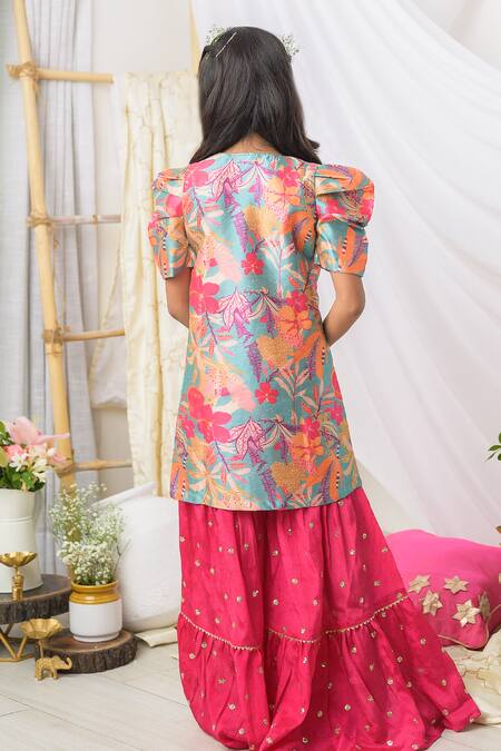 Fairies Forever Printed Jacket Sharara Set 