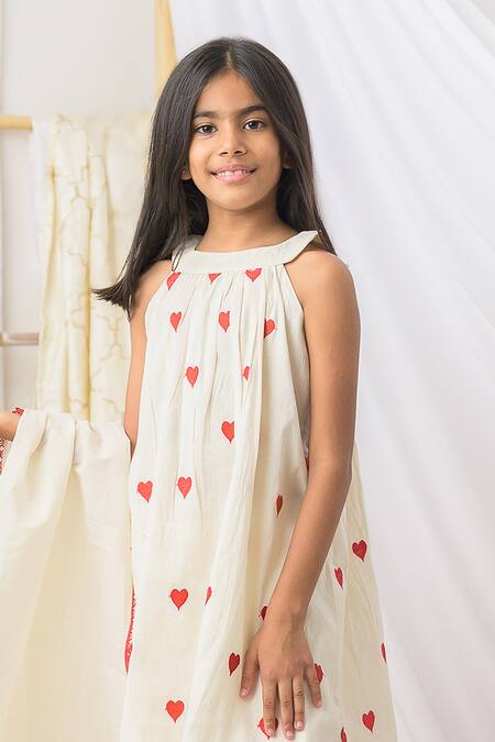 Fairies Forever_Cream Cotton Lace Printed Kurta Set _Online_at_Aza_Fashions
