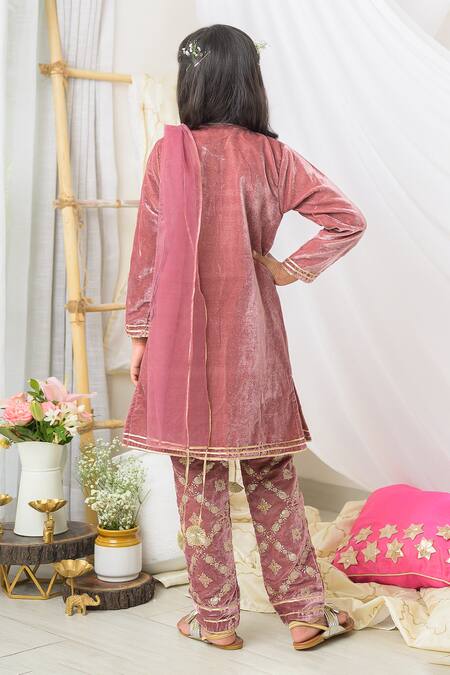 Fairies Forever Velvet Embroidered Kurta Pant Set 