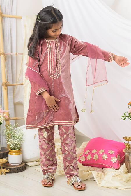 Fairies Forever Velvet Embroidered Kurta Pant Set 