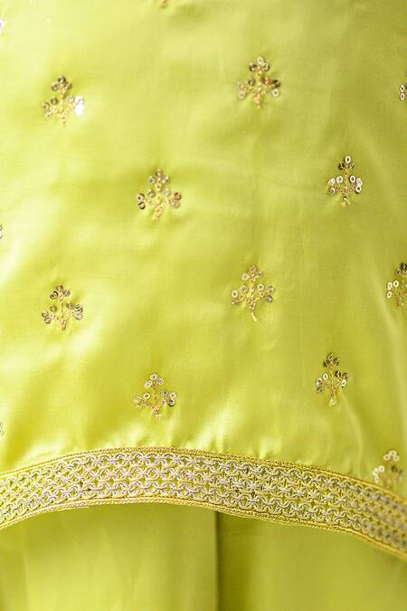 Buy_Fairies Forever_Lime Sequins, Embroidery Kurta With Sharara _Online_at_Aza_Fashions