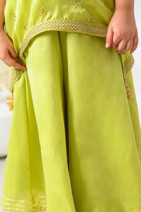 Buy_Fairies Forever_Lime Sequins, Embroidery Kurta With Sharara 