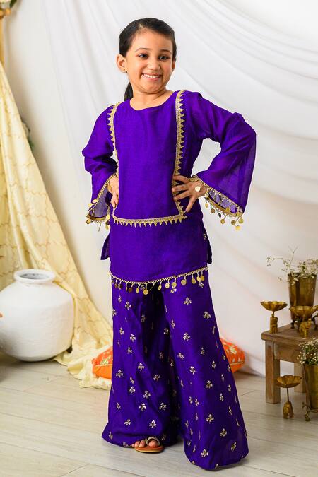 Fairies Forever Embroidered Short Kurta With Palazzo 