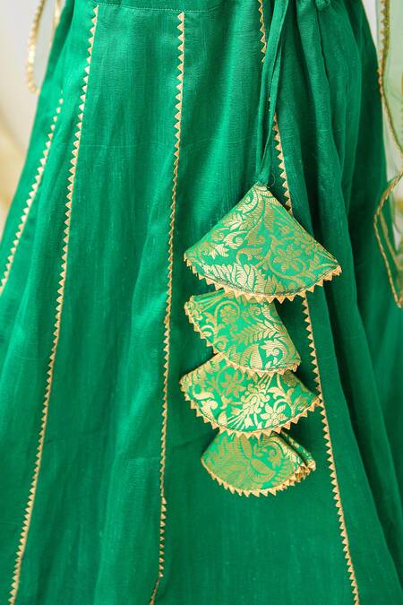 Fairies Forever Green Net Embroidery, Zari, Gota Patti, Tassels Lehenga Set Online at Aza Fashions Fairies Forever_Green Net Embroidery, Zari, Gota Patti, Tassels Lehenga Set _Online_at_Aza_Fashions