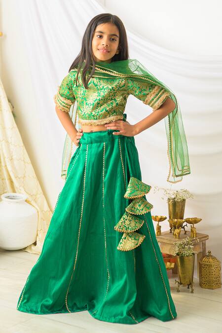 Buy Fairies Forever Green Net Embroidery, Zari, Gota Patti, Tassels Lehenga Set Online at Aza Fashions Buy_Fairies Forever_Green Net Embroidery, Zari, Gota Patti, Tassels Lehenga Set _Online_at_Aza_Fashions