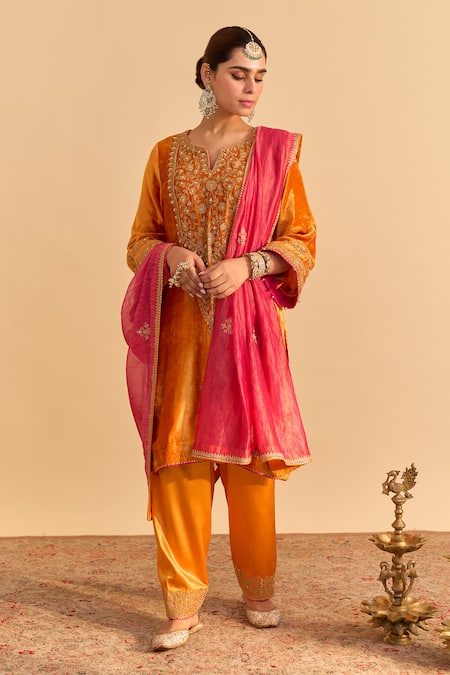 Sheetal Batra Fareeha Orange Kurta Salwar Set 