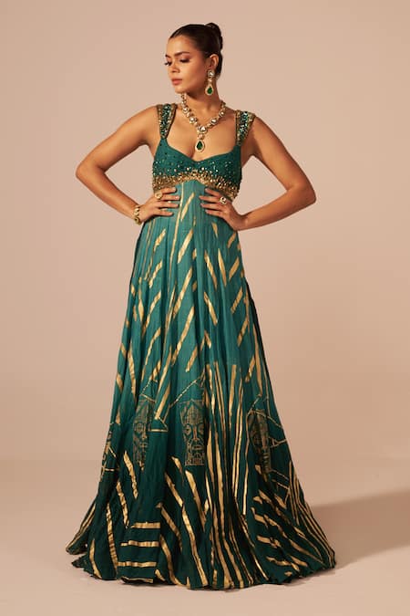 Jyoti Sachdev Iyer Foil Print Anarkali & Palazzo Set 