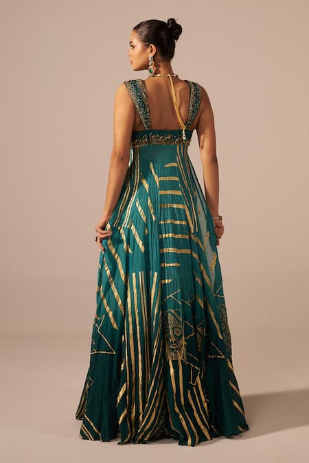 Jyoti Sachdev Iyer Foil Print Anarkali & Palazzo Set 