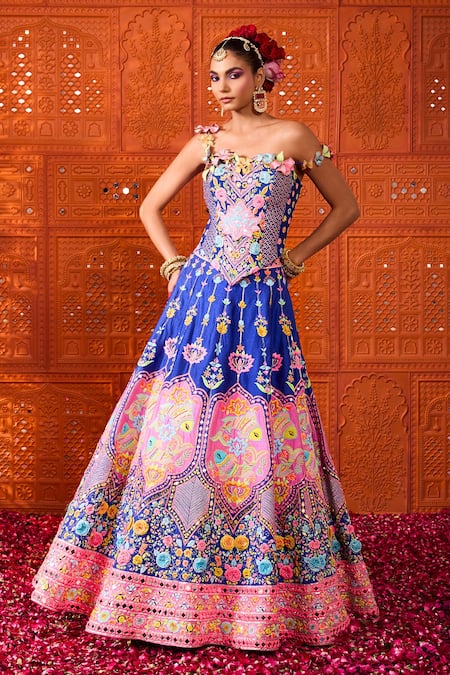 Rajbinder Chahal Mirror & Applique Embroidered Lehenga Set 