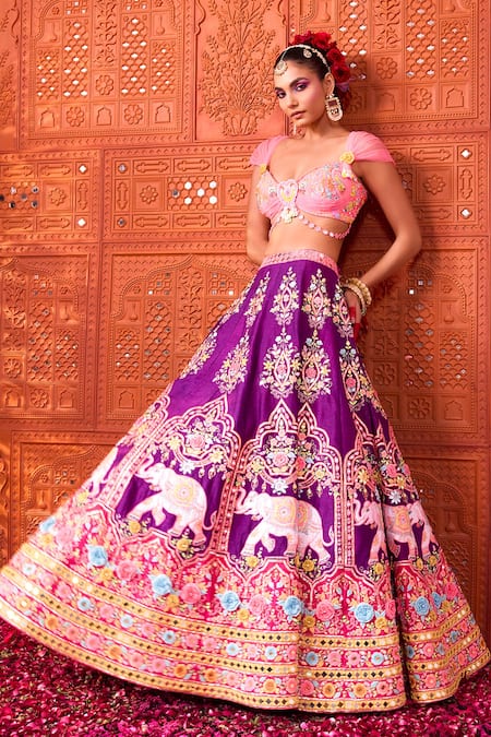 Rajbinder Chahal Elephant Embroidered Lehenga Blouse Set 