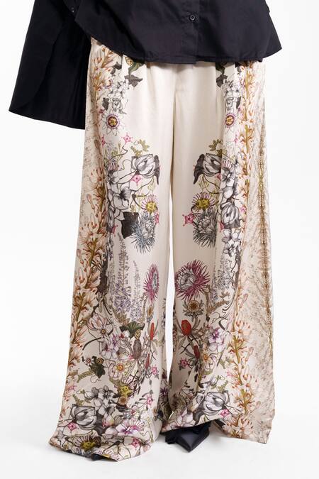 AK-OK Multi Color Silk Tailored Printed Trouser Online at Aza Fashions AK-OK_Multi Color Silk Tailored Printed Trouser _Online_at_Aza_Fashions