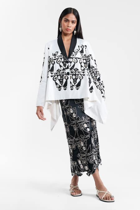 AK-OK Applique Wrap Jacket With Skirt