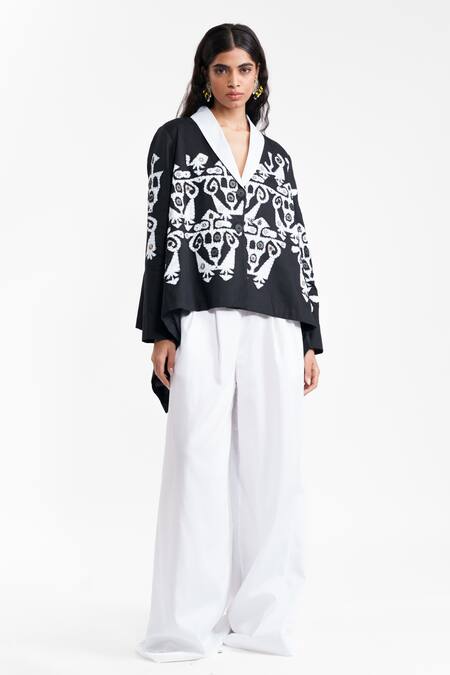 Shop_AK-OK_Appliqu� Wrap Jacket _Online_at_Aza_Fashions