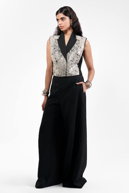 AK-OK Mirrorwork Waistcoat With Flared Trouser 